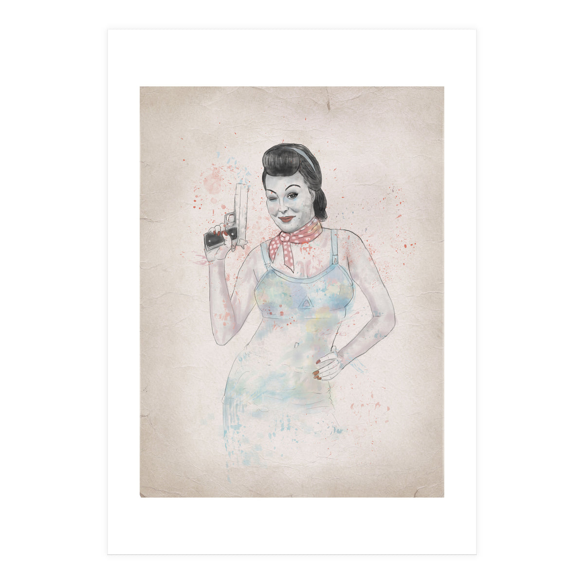 Posing With Gun (Print Only)