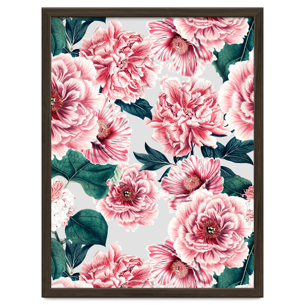 Pattern pink vintage peonies