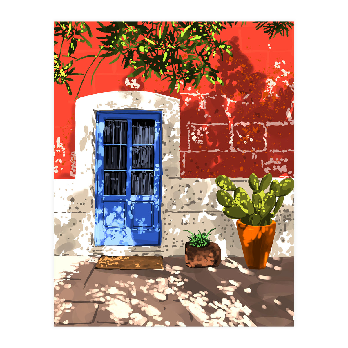 Intentful Living | Summer Architecture Travel Positivity | Optimism Good Vibes Bohemian House Door (Print Only)