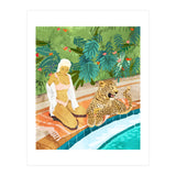 The Wild Side, Human & Nature Connection, Woman With Cheetah Cat, Tiger Painting (Print Only) thumbnail