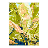 Blush Banana Tree, Tropical Banana Leaves Painting (Print Only)