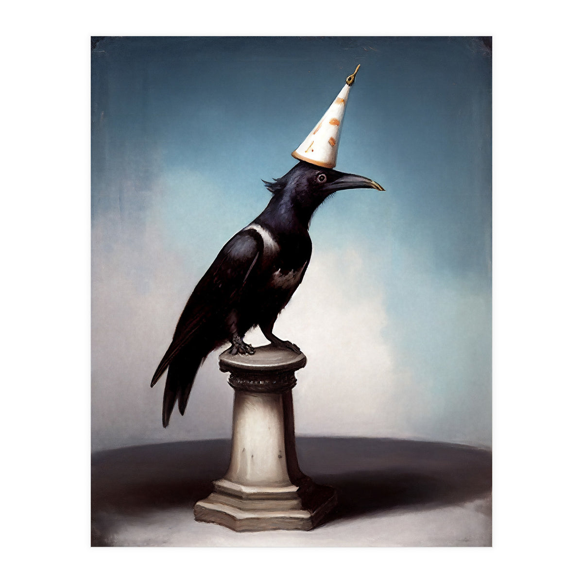 Crow In A Party Hat Gothic Painting (Print Only)