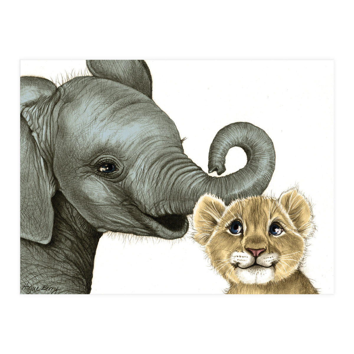 Best Friends, Elephant and Lion (Print Only)