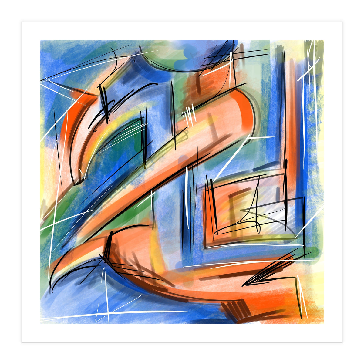 Emersions In Blue And Orange (Print Only)