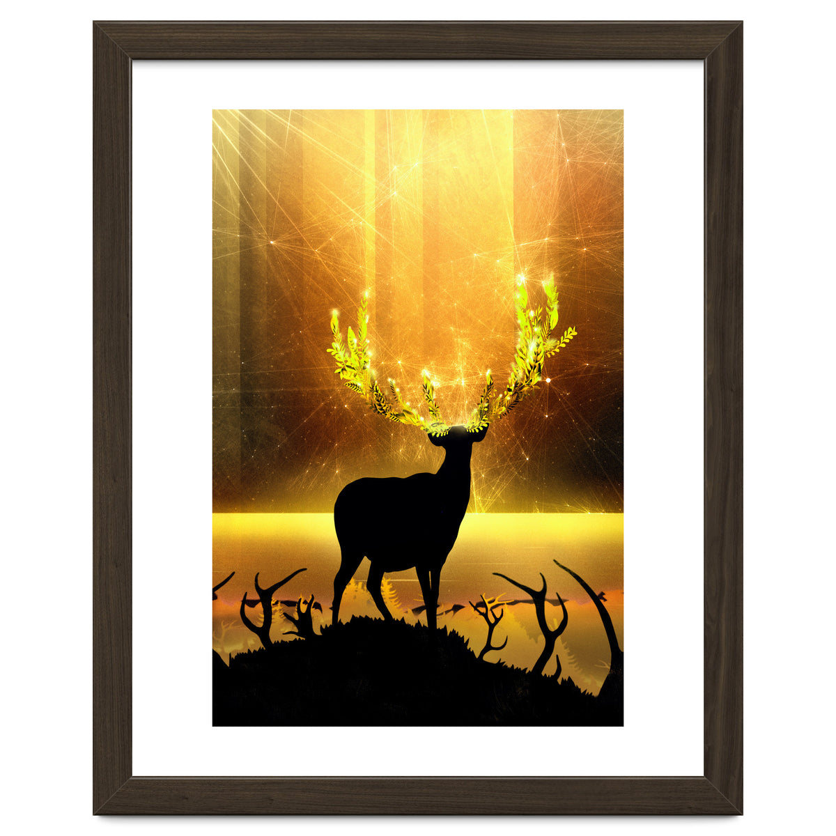 Greenery Deer Golden Sun
