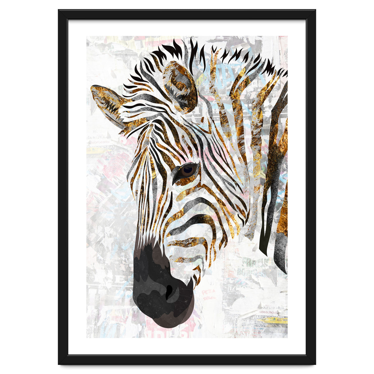 Grungy Zebra Gold and White