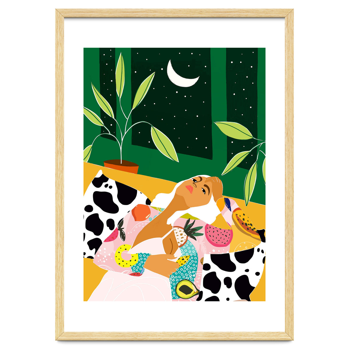 Eclectic Moon Lover | Modern Bohemian Quirky Woman Fashion | Color Pop Dreamer Illustration