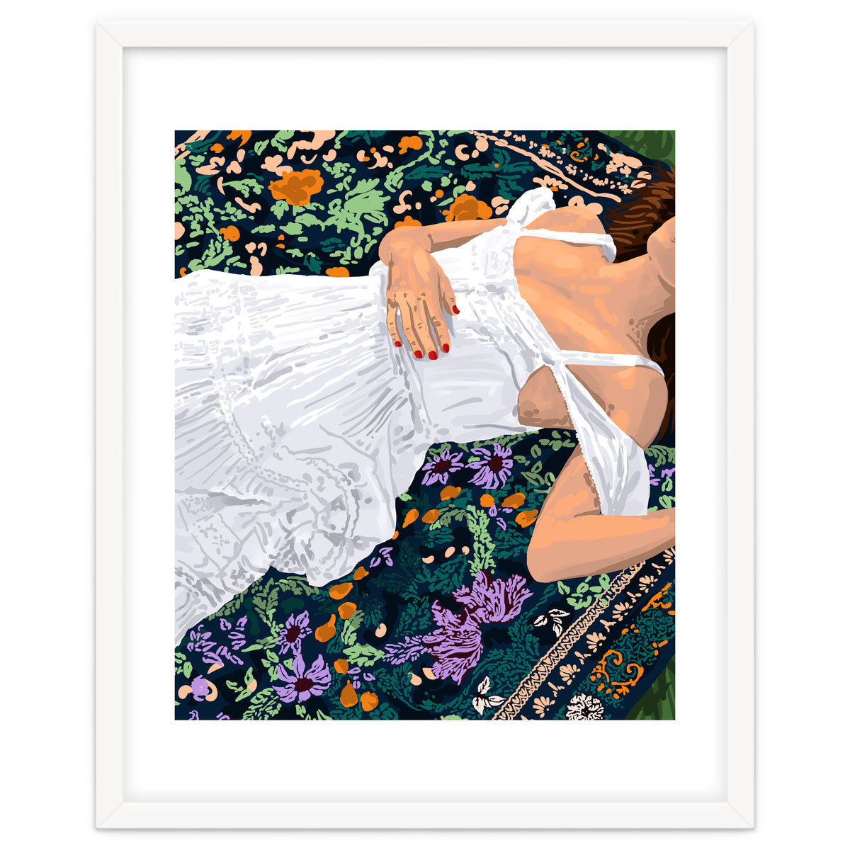 Moroccan Carpet, Bohemian Woman Painting