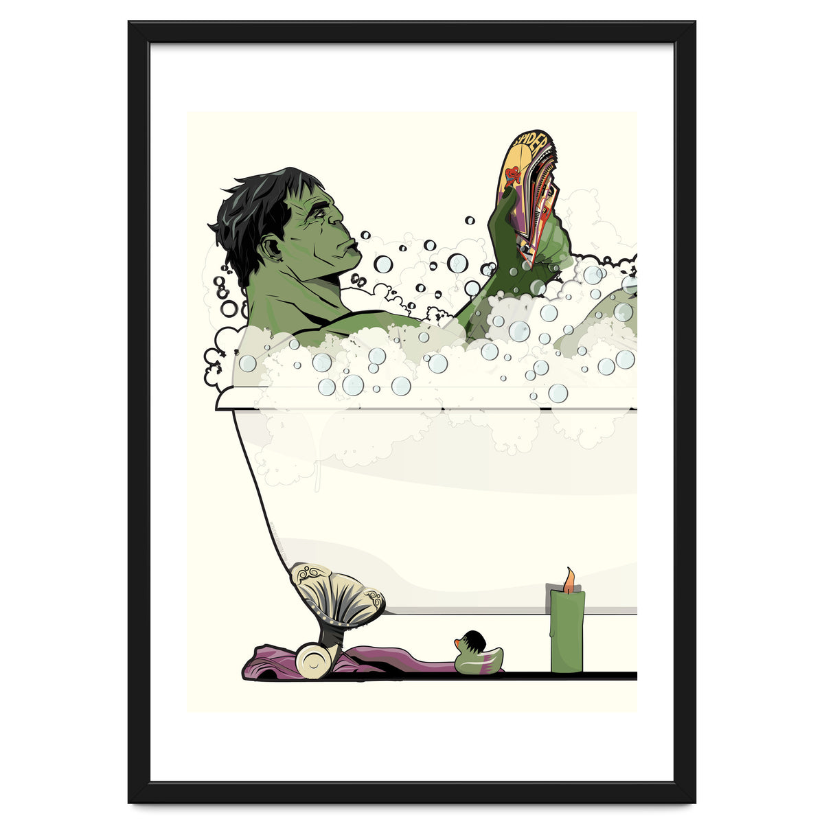 The Incredible Hulk in the Bath, funny Bathroom Humour