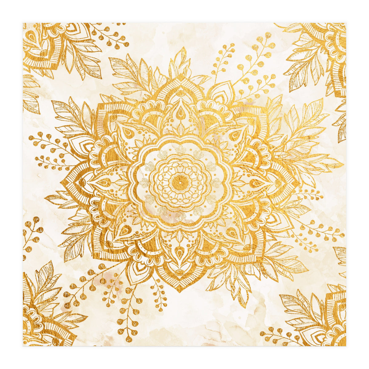 Queen Starring of Mandala-Gold Sunflower I (Print Only)