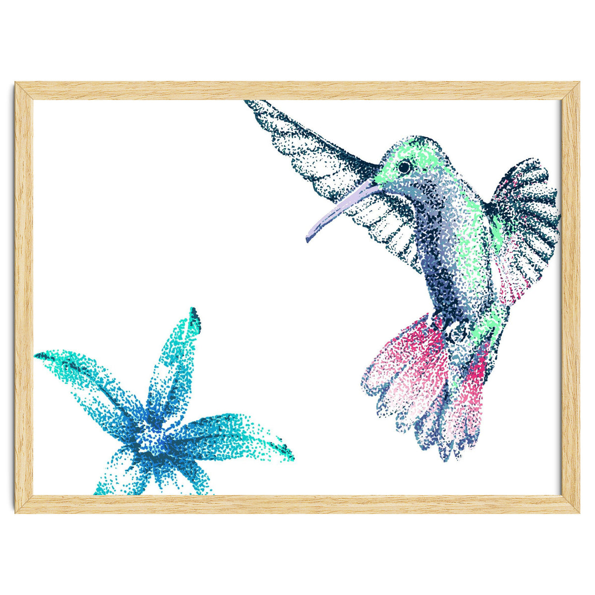 Green Hummingbird And Tropical Flower