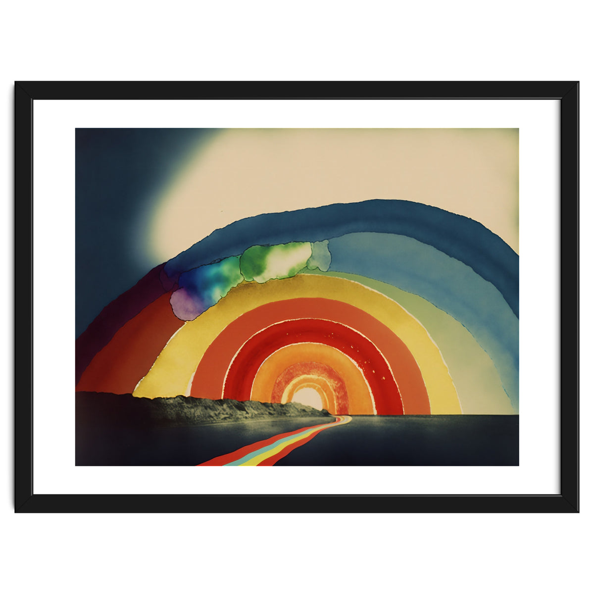 Rainbow Over the Coastline Abstract Painting