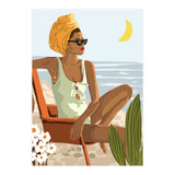 Moon Child, Beach Vacation, Black Woman Illustration Travel Ocean, Tropical Bohemian Fashion (Print Only) thumbnail