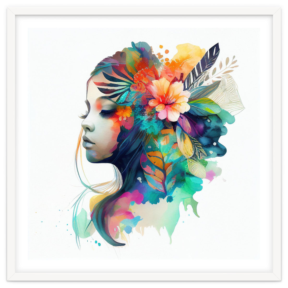 Watercolor Tropical Woman #14