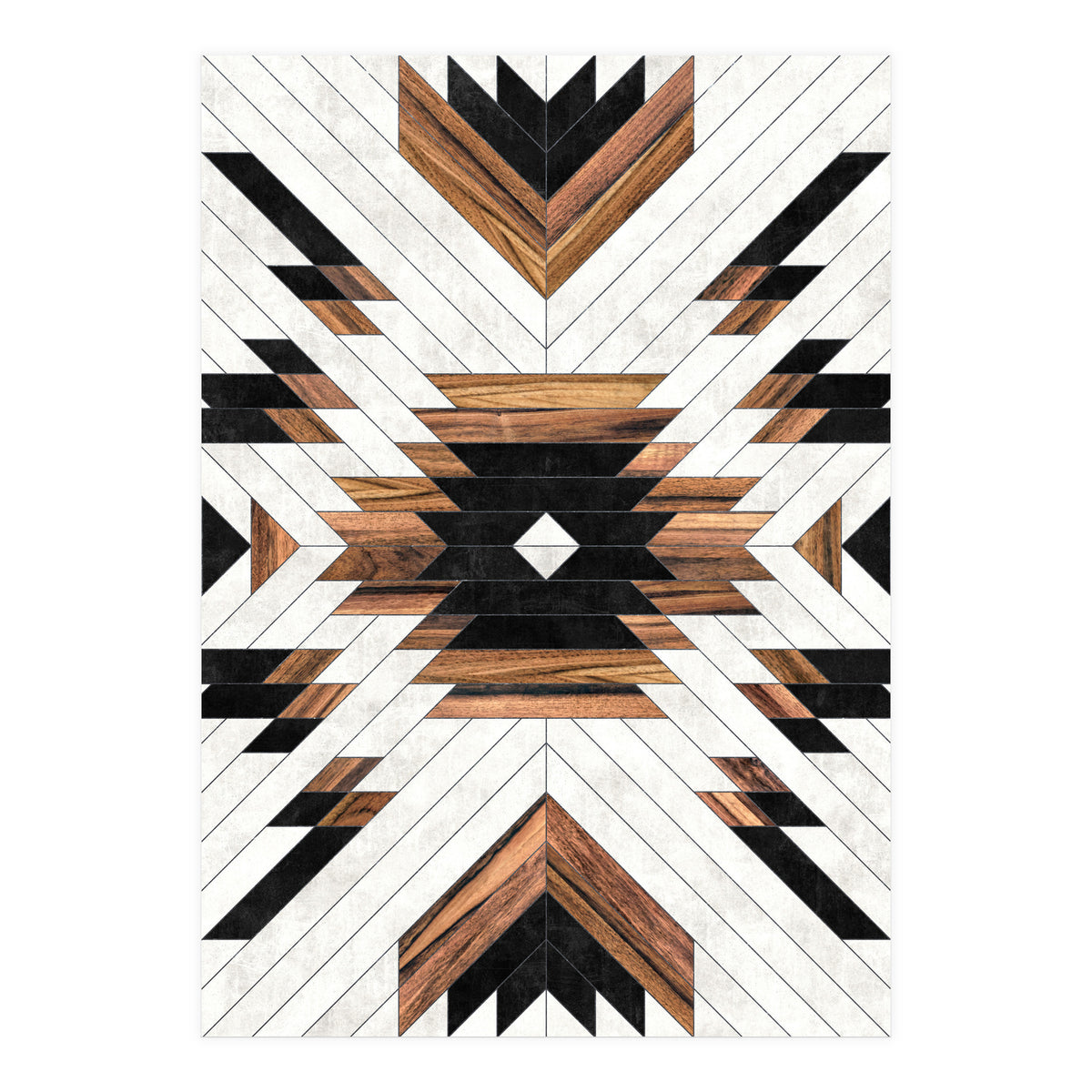 Urban Tribal Pattern No.5 - Aztec - Concrete and Wood (Print Only)