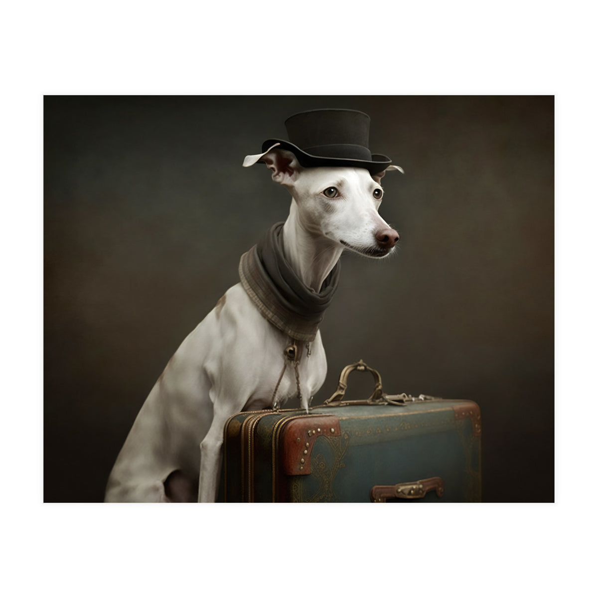 Whippet with His Suitcase (Print Only)