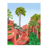 Tropical Architecture, Mexico Exotic Places Building Illustration Bohemian Painting Palm  (Print Only) thumbnail