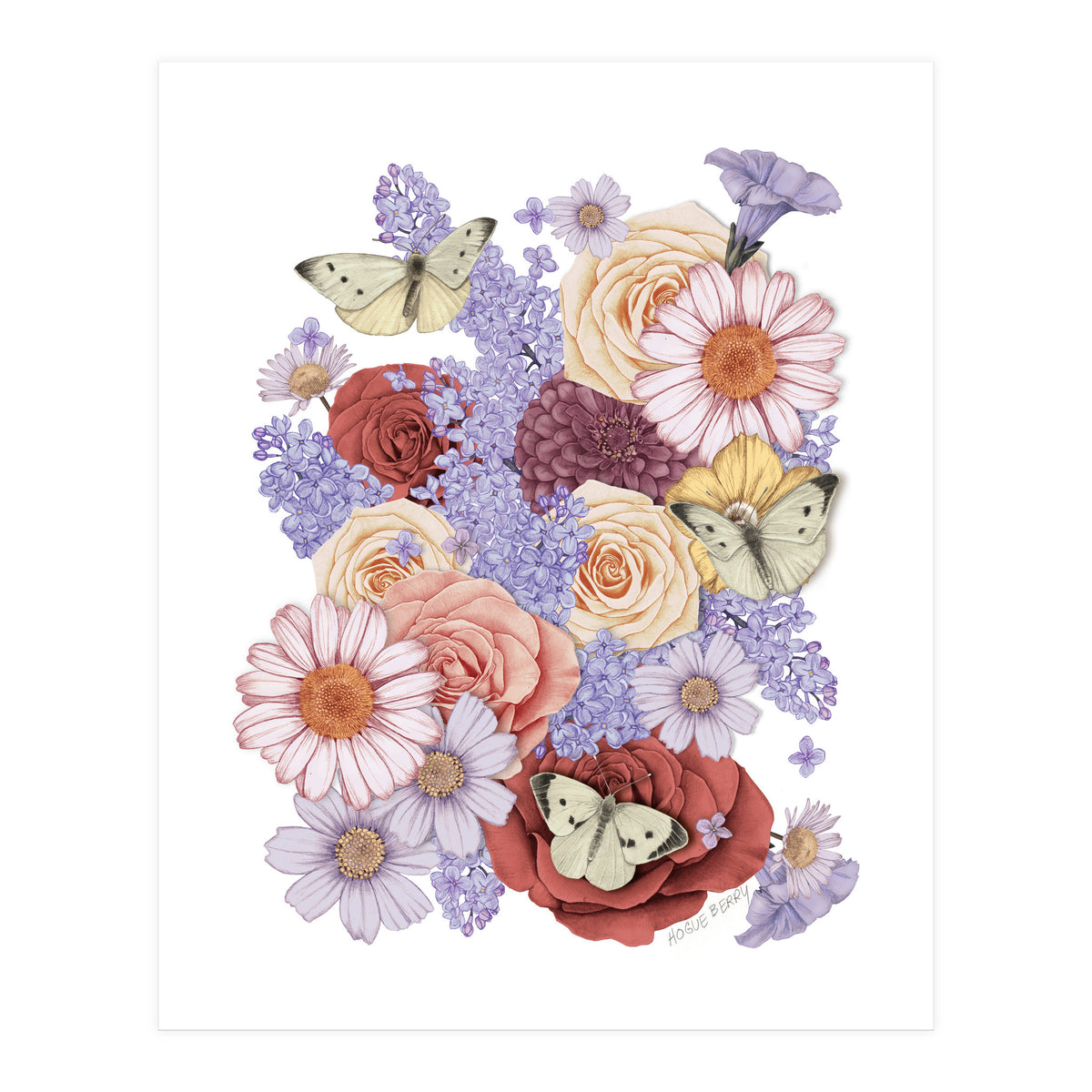 Flowers and Butterflies (Print Only)