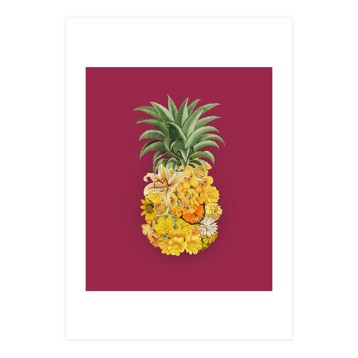 Pineapple Floral Pink (Print Only)