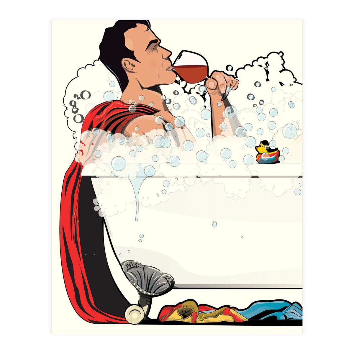 Superman in the Bath, funny Bathroom Humour (Print Only)