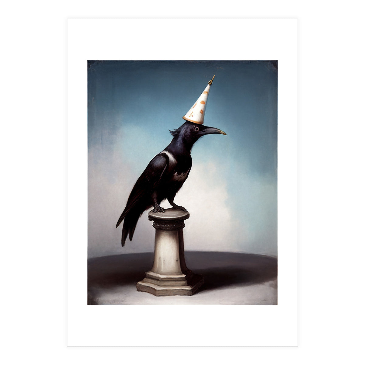 Crow In A Party Hat Gothic Painting (Print Only)