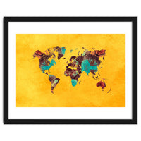 world map yellow art
