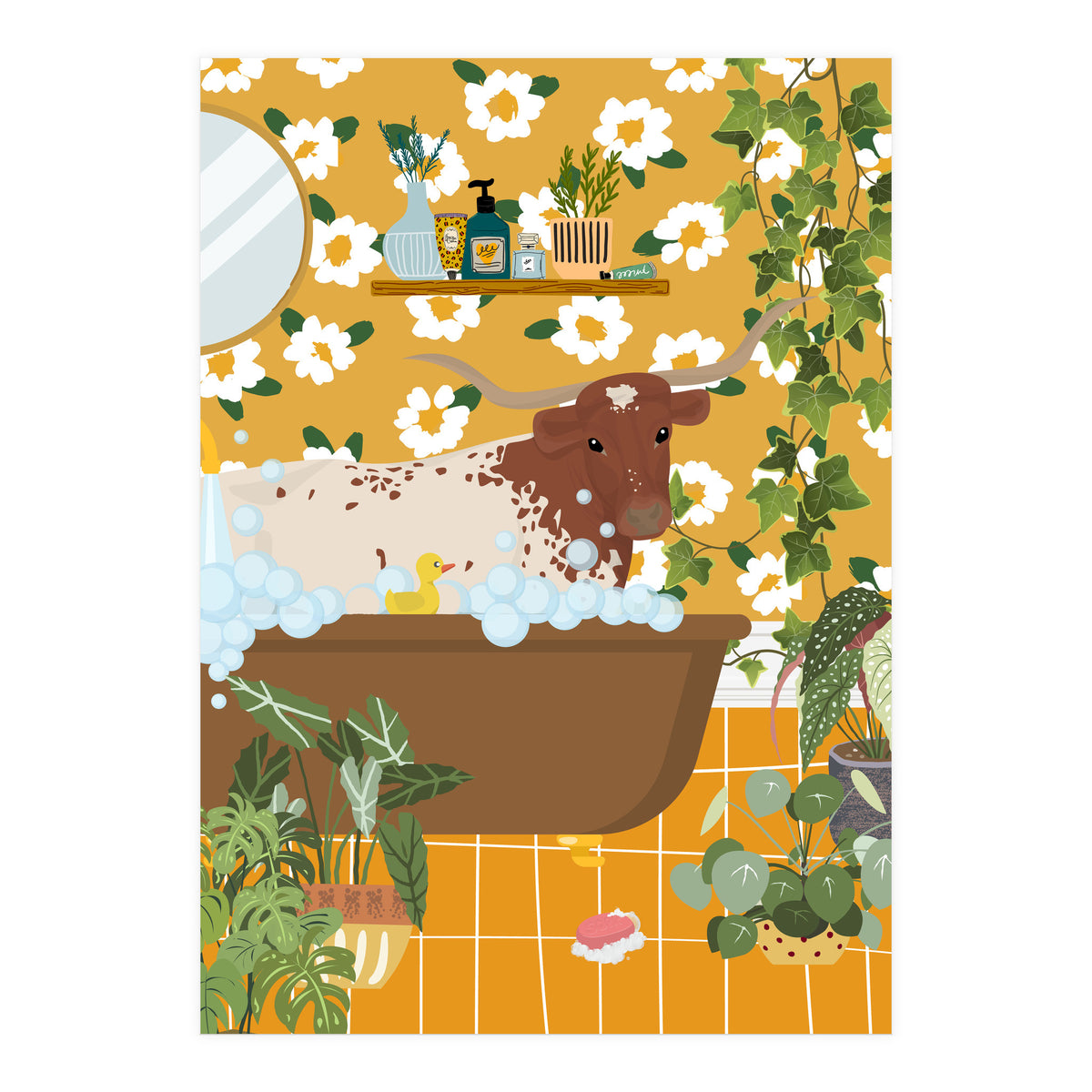 Texas Longhorn in My Bathtub (Print Only)