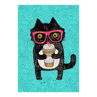Cute Coffee cat and doodles (Print Only)