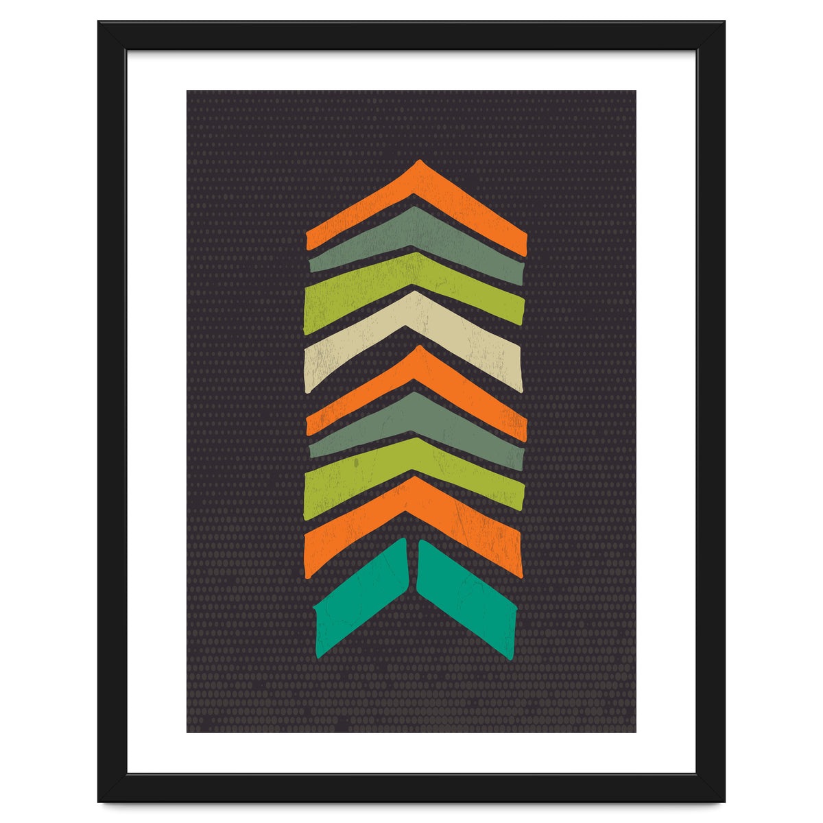 Retro Chevron Print Orange Teal Variation