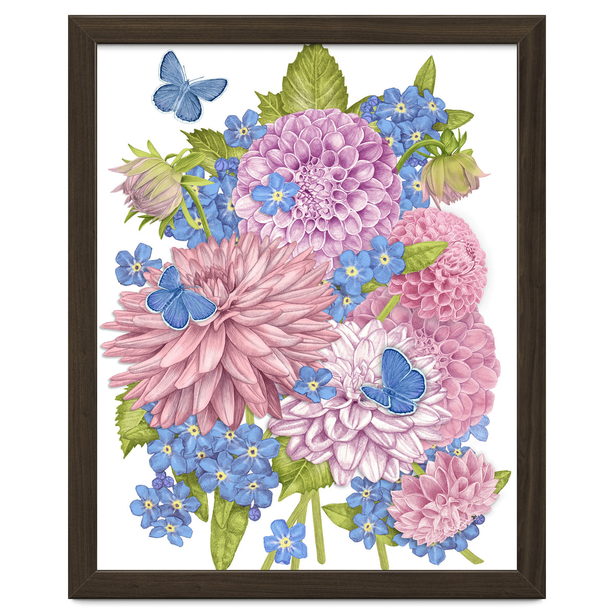 Pink Flowers and Butterflies