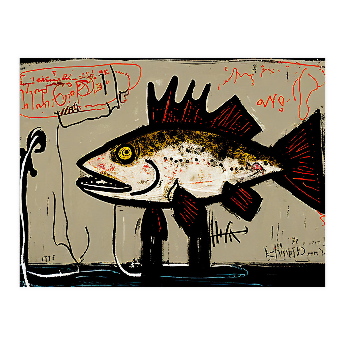 Brown Trout in Abstract Style Painting (Print Only)