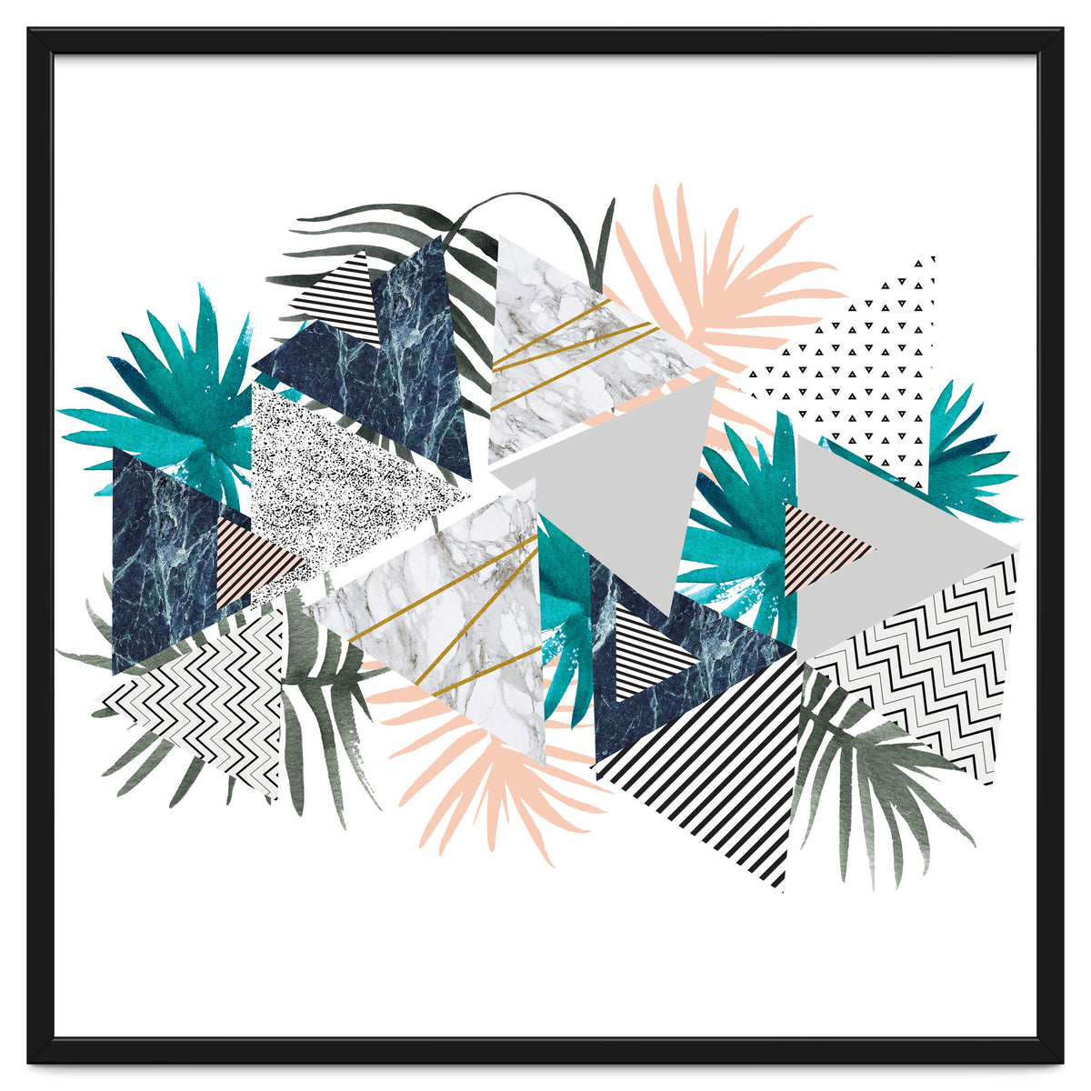 Abstract of geometric patterns with plants and marble I