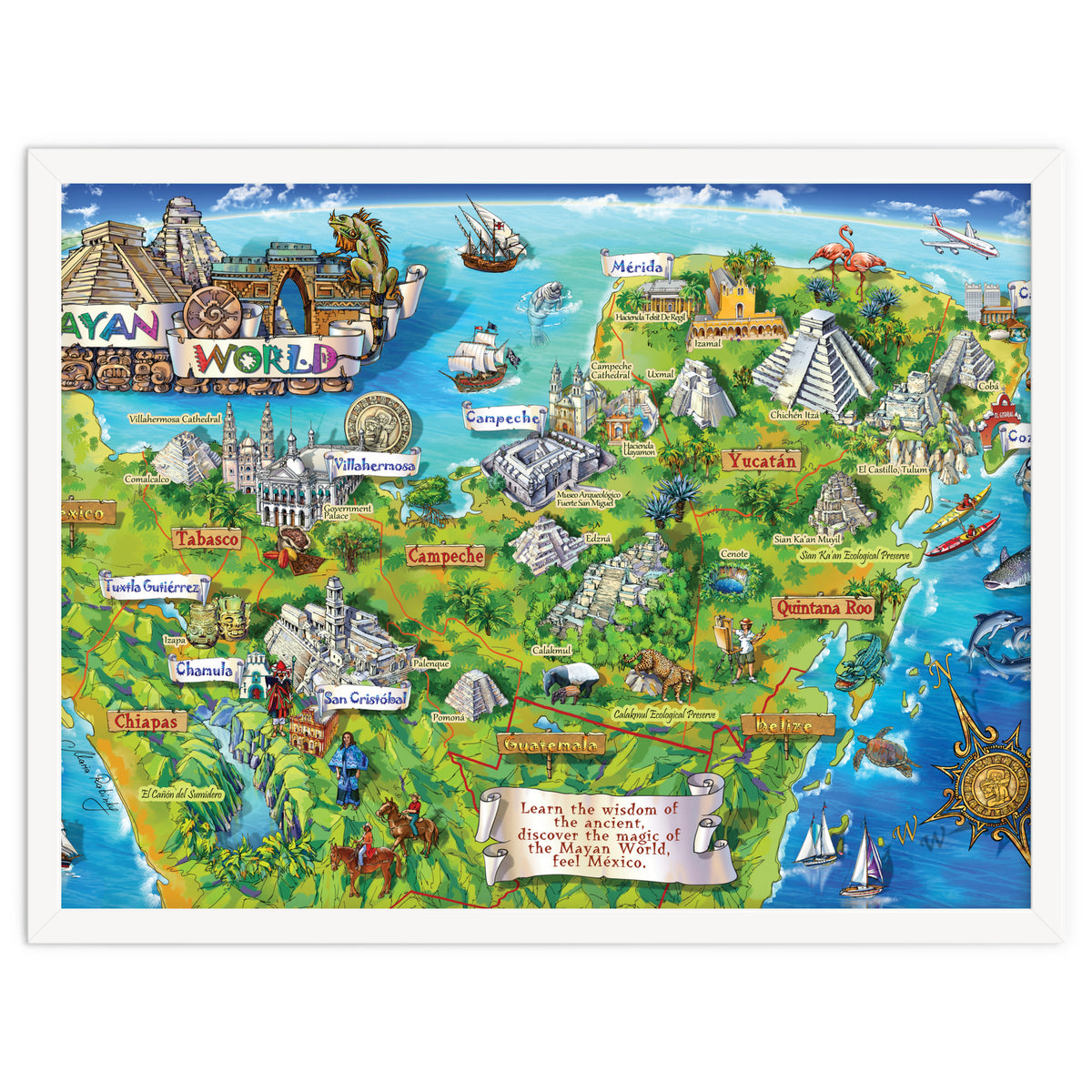 Yucatan Map Illustration