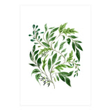 Botanical Abundance, Fresh Green Nature Watercolor Painting, Vibrant Leaves Minimal Illustration (Print Only) thumbnail