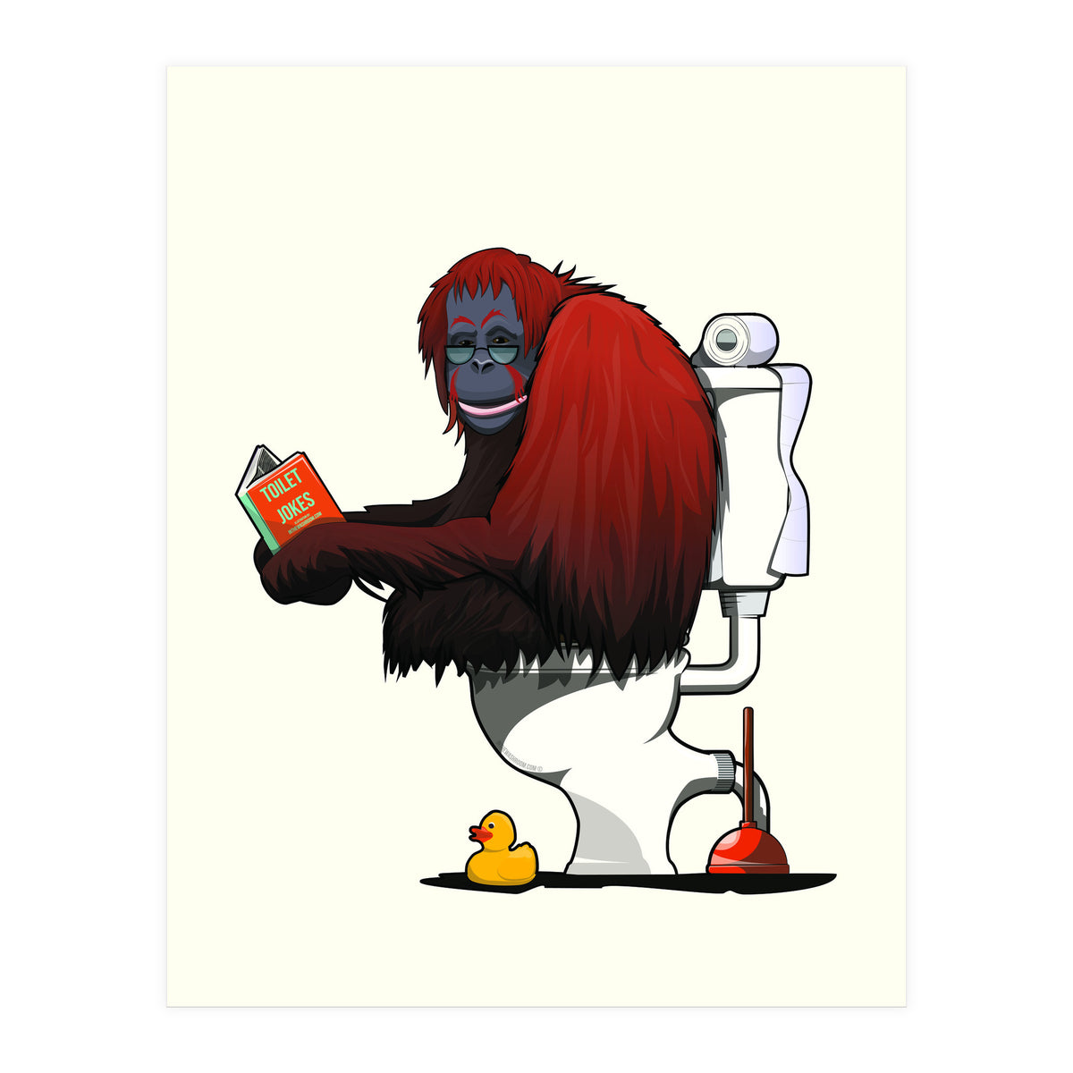 Orangutan on the Toilet, Funny Bathroom Humour (Print Only)