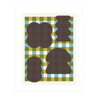 Funky Organic Shapes on a Plaid Background (Print Only)