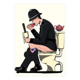 British Policeman on the Toilet, funny bathroom humour (Print Only) thumbnail
