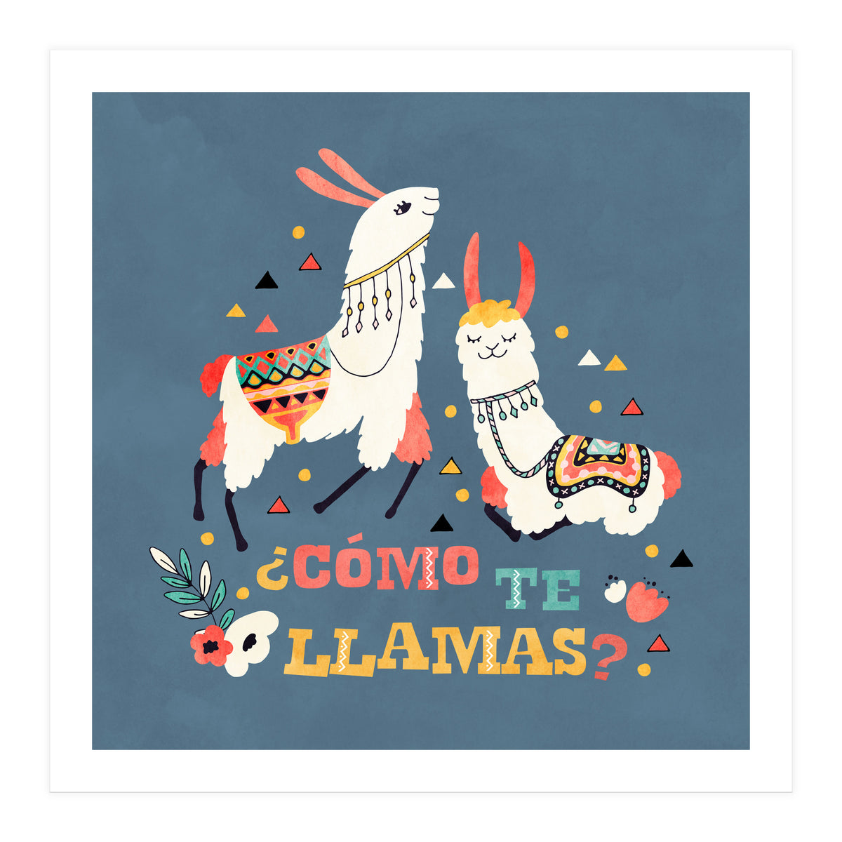 Llama With Cactus Como Te Llamas Spanish Saying 2 (Print Only)