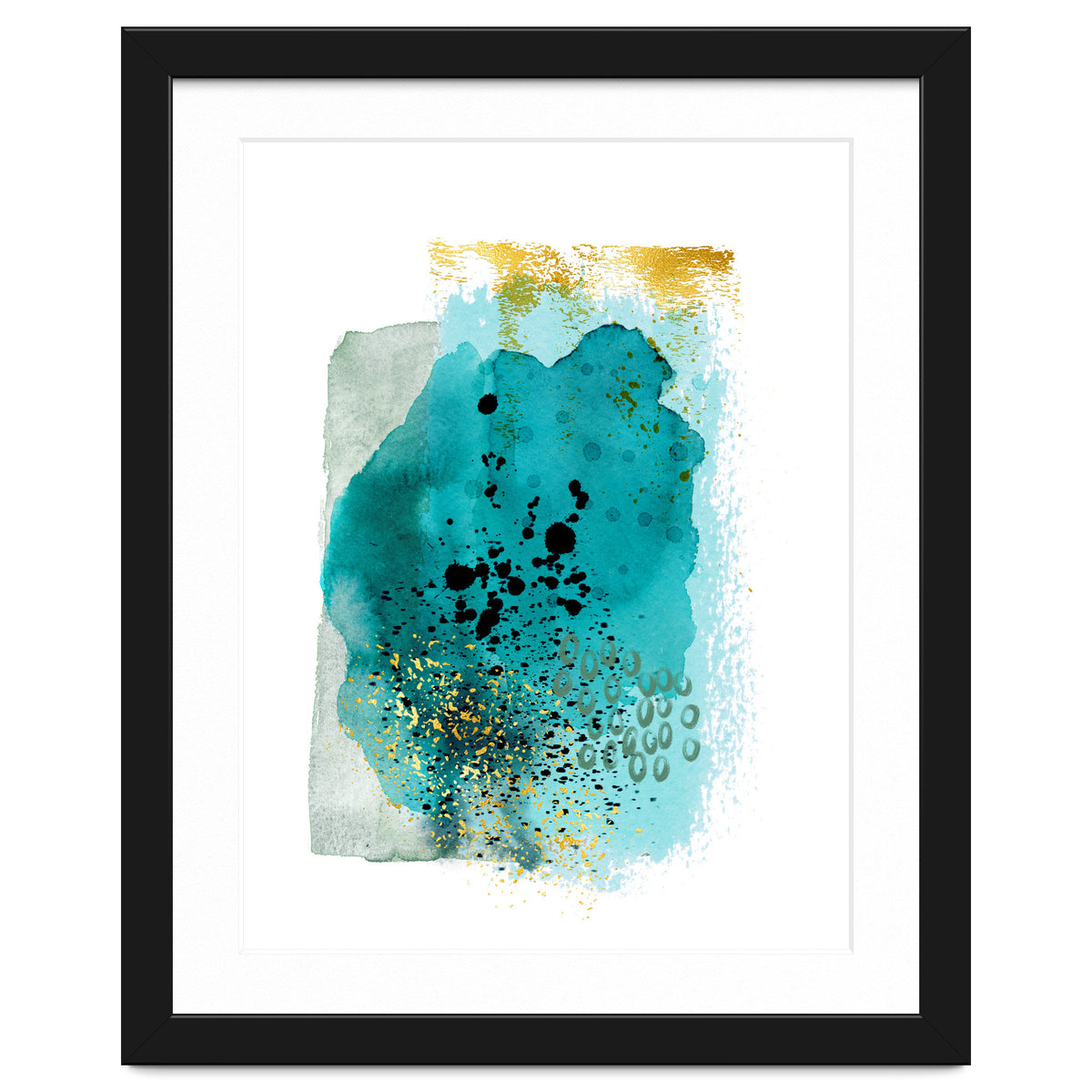 Abstract watercolour turquoise and gold
