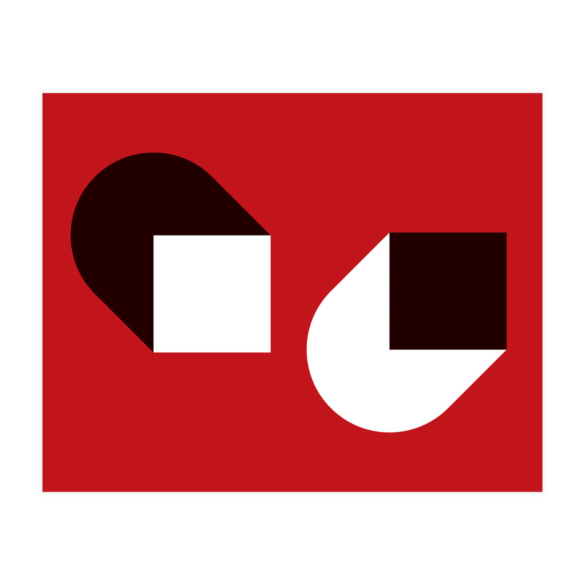 Geometric Shapes No. 38 - red, white & black (Print Only)