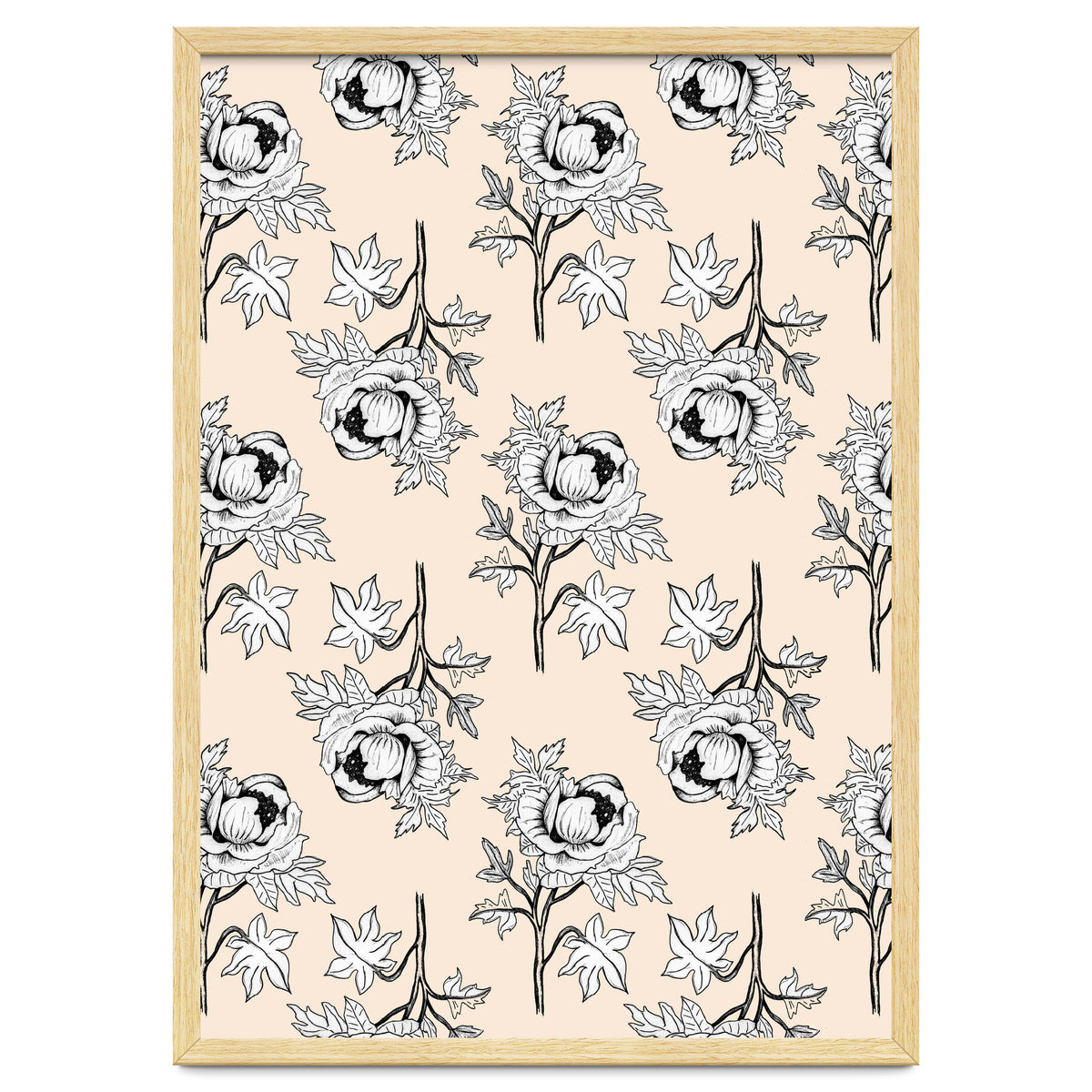 Drawing pattern of roses to pencil on beige