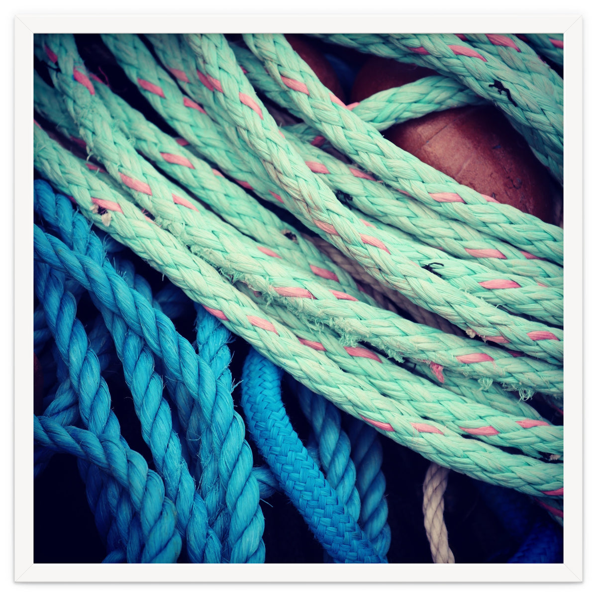 fishing ropes: blue and green