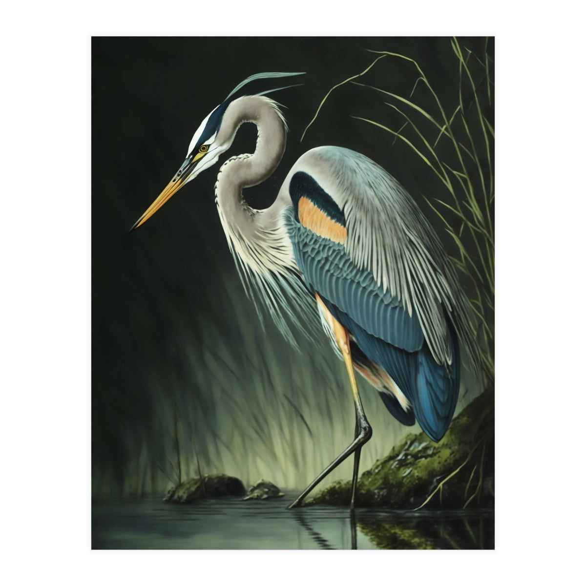 Heron Oil Painting (Print Only)