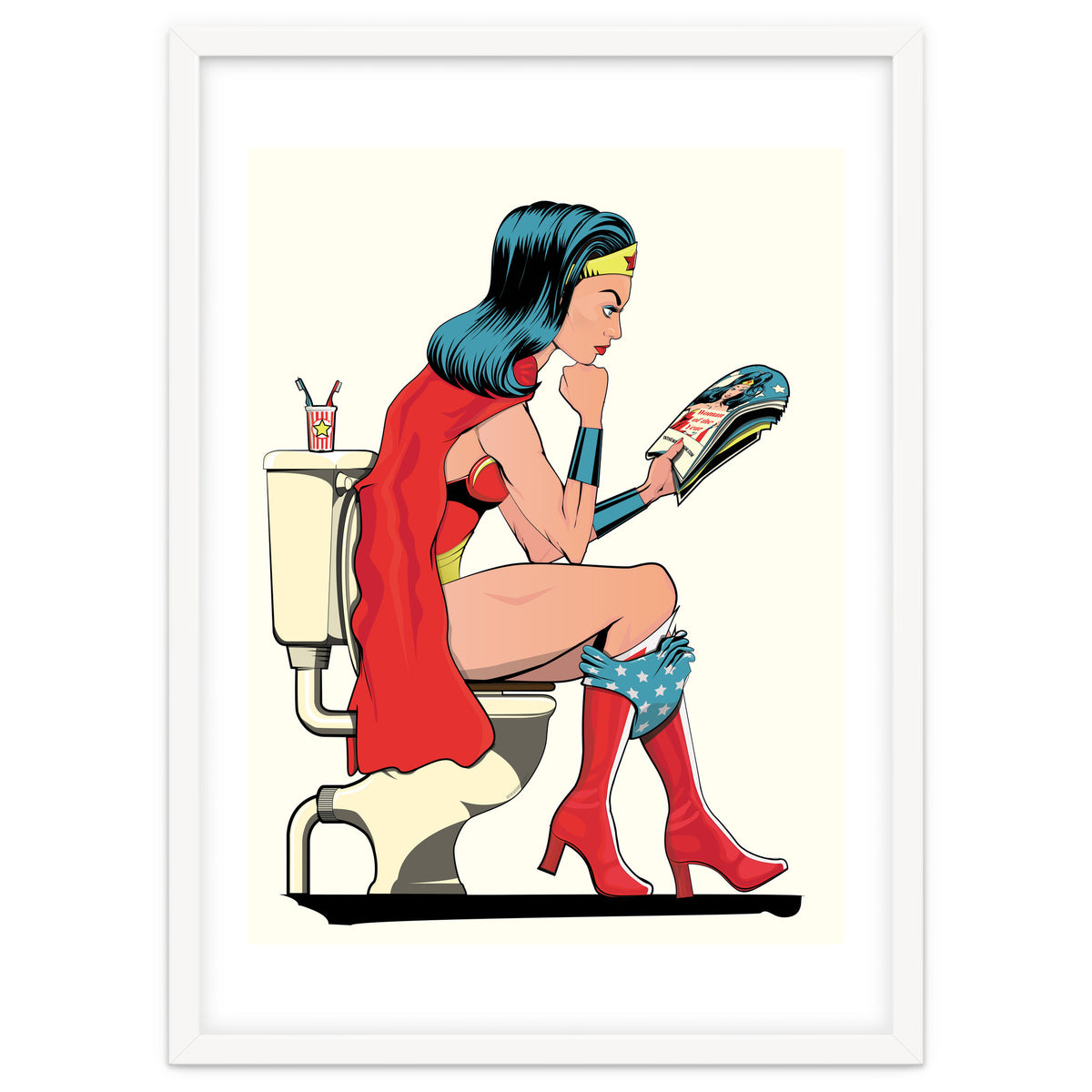 Wonder Woman on the Toilet, funny Bathroom Humour