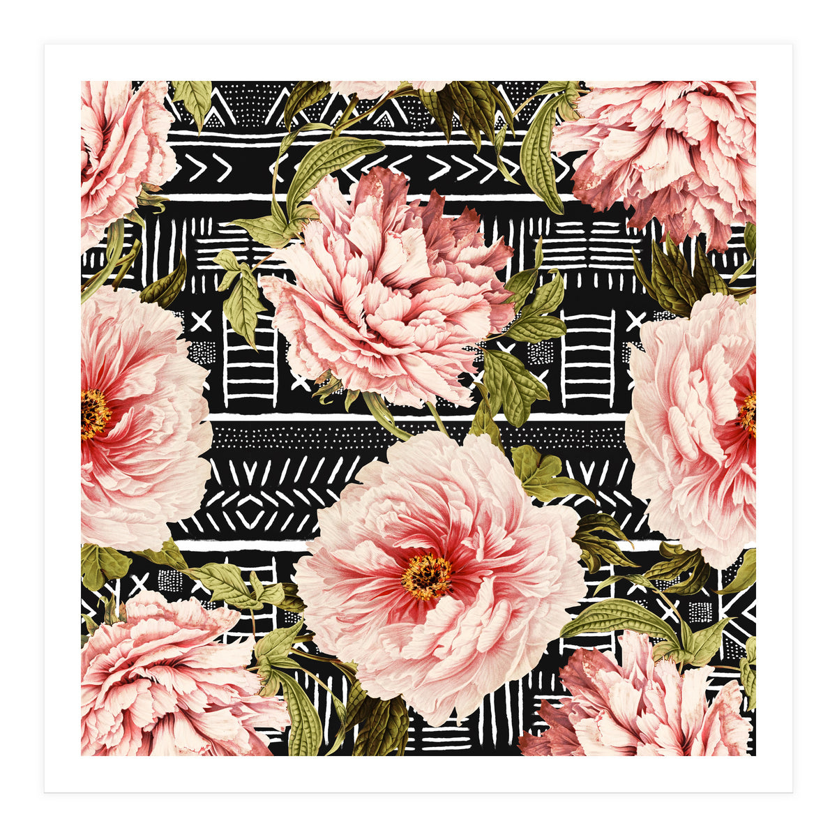 Flowering pink on drawn lines (Print Only)