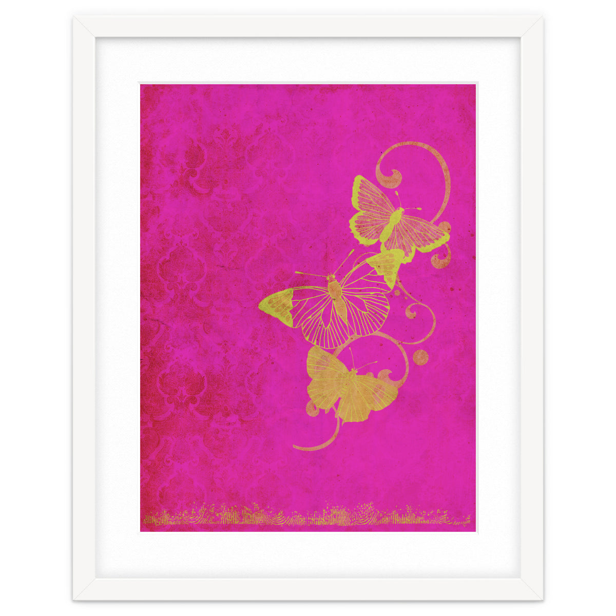 Yellow Butterflies on Pink