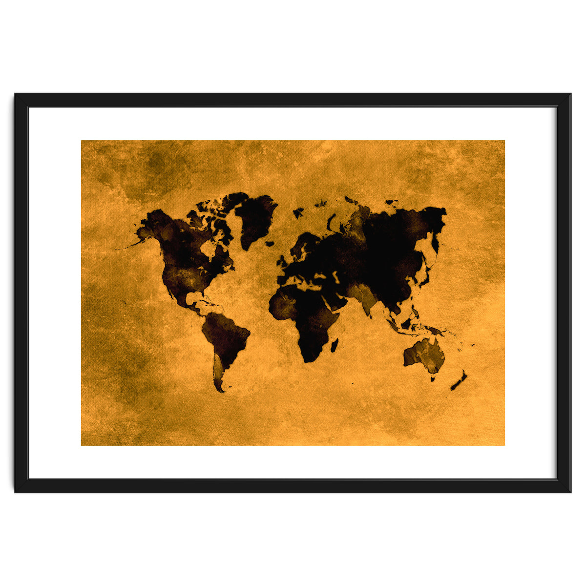 World Map black and yellow digital art
