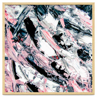 Modern Abstract Pastel Pink Black White Grey Acrylic Brushstrokes