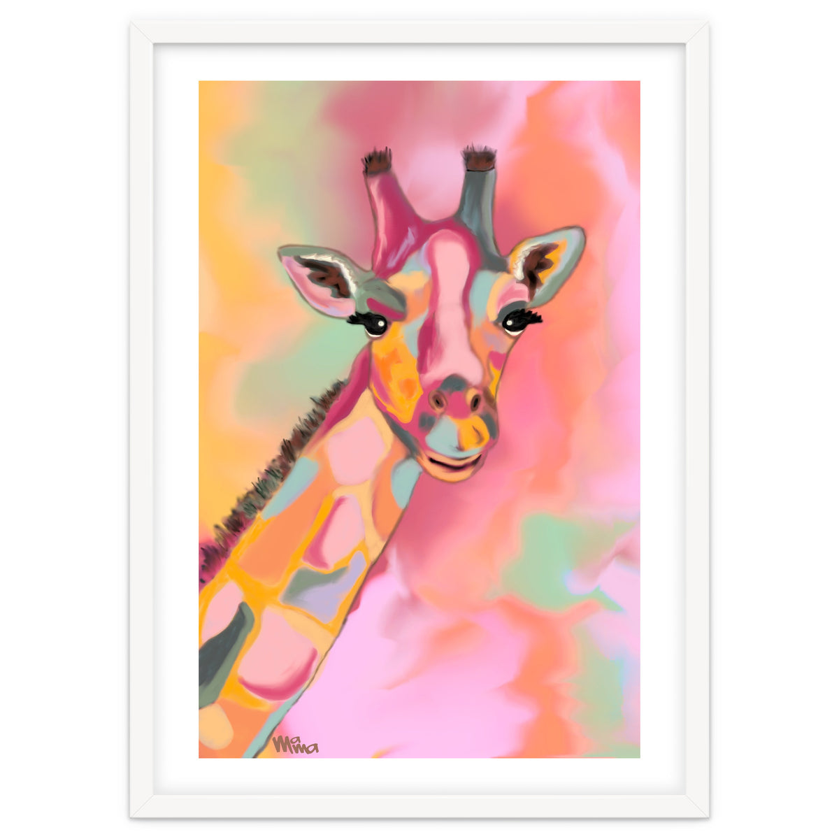 Giraffe Reaching the Rainbow