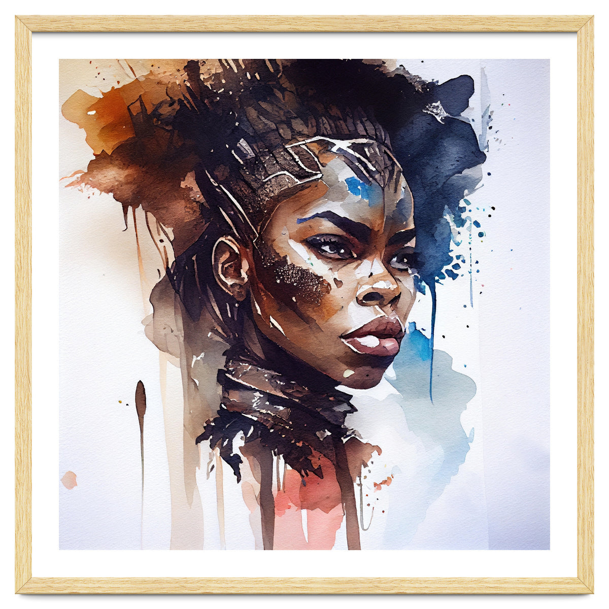 Watercolor African Warrior Woman #8
